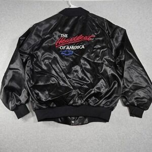 Chevy the Chevrolet Heart of America Satin Bomber Jacket West Ark Made in USA XL